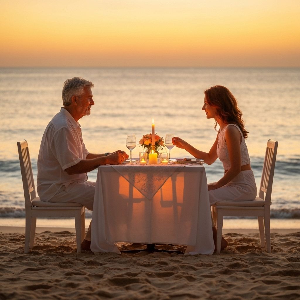 Romantic beach dining
